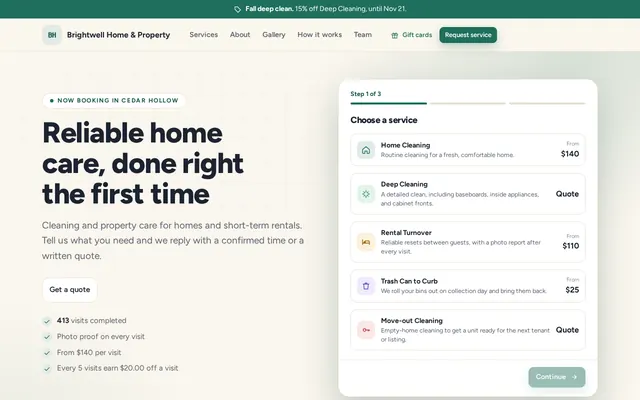 The Fresh booking page style