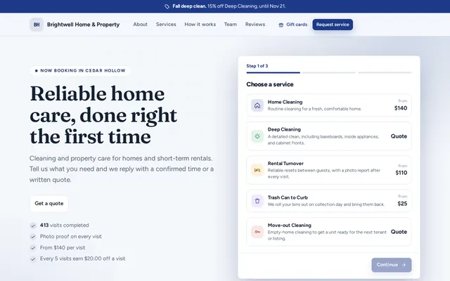 The Professional booking page style